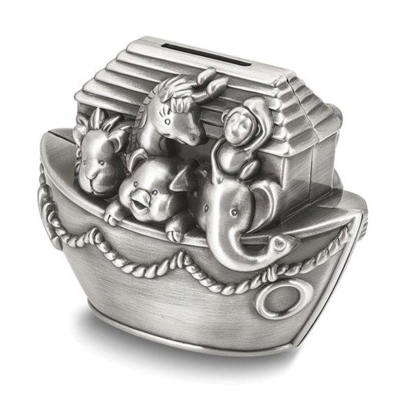 Keepsake Baby's First Pewter-tone Finish Noah's Ark Bank - Picture 3 of 3